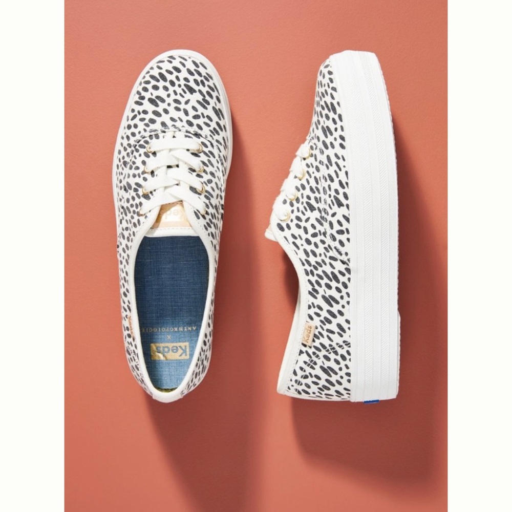Keds x Anthropologie Black and White Spotted Platform Sneakers